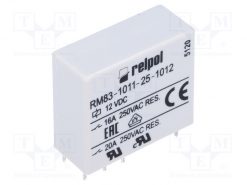 RM83-1011-25-1012_Relay: electromagnetic; SPDT; Ucoil:12VDC; 16A/250VAC; 16A/24VDC