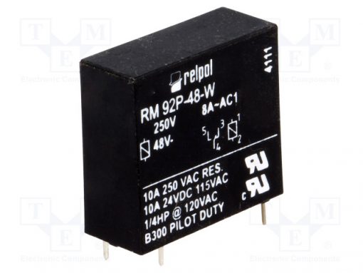 RM92-1011-35-1048_Relay: electromagnetic; SPDT; Ucoil:48VDC; 8A/250VAC; 8A/24VDC; 8A