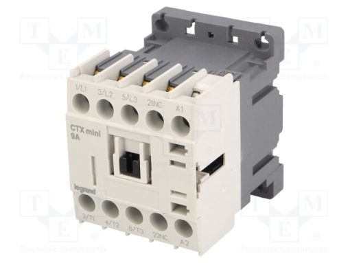 CTX3 MINI 3P 9A 1NC 230VAC_Επαφέας: 3 πόλων; NO x3; Βοηθητικοί επαφείς: NC; 230VAC; 9A; W: 45mm