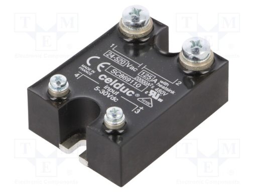 SC869110_Ρελέ: Ημιαγωγικό; Uοδήγ: 5÷30VDC; 125A; 24÷520VAC; Έκδοση: 1-φασικό