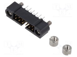 M80-5101242_6+6 Pos. Male DIL Vertical Throughboard Conn. Jackscrews