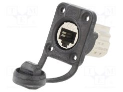 NE8FDX-P6-W_D-SHAPE CAT6A PANEL CONNECTOR SHIELDED FEEDTHROUGH IP6