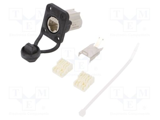 NE8FDX-Y6-W_D-SHAPE CAT6A PANEL CONNECTOR SHIELDED IDC TERMINATION