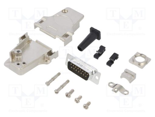 L17D45ZF15-RG+L717SDA15P_D-Sub; PIN: 15; αρσενικά; γωνιακοί 45°; κόλληση; για αγωγό