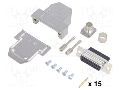 DCRP15-DBCS-CF65-CS80-K_D-Sub; PIN: 15; φύσα; θηλυκά; σύσφιξη; για αγωγό; μαύρο