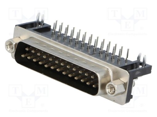 DS1037-25MNAKT74-0CC_D-Sub; PIN: 25; πρίζα; αρσενικά; γωνιακός 90°; THT; UNC 4-40; 5A