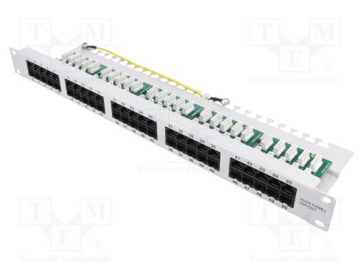 NP0051_Patch panel; RJ45; RACK; Γκρί; Αριθμός θυρίδων: 50; 19"; Ύψος: 1U