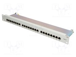 NP0040A_Patch panel; RJ45; Κατ: 6; RACK; Γκρί; Αριθμός θυρίδων: 24; 19"