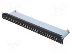 NP0048_Patch panel; RJ45; Κατ: 6; RACK; μαύρο; Αριθμός θυρίδων: 24; 19"