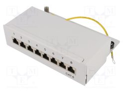 NP0016A_Patch panel; RJ45; Κατ: 6; Γκρί; IDC; Αριθμός θυρίδων: 8