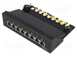 NP0017B_Patch panel; RJ45; Κατ: 6; μαύρο; Αριθμός θυρίδων: 8