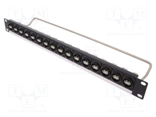 CP30175_Patch panel; USB A; Βιδωτά; RACK; M3; Ύψος: 1U; Αριθμός θυρίδων: 16