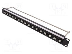 CP30176_Patch panel; USB B; Βιδωτά; RACK; M3; Ύψος: 1U; Αριθμός θυρίδων: 16