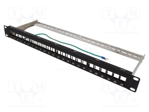 NK4042_Patch panel; πίνακας patch; Keystone; μαύρο; Αριθμός θυρίδων: 24