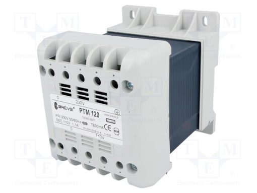 PTM120/230/110V_Μετασχηματιστής: δικτύου; 120VA; 230VAC; 110V; για ράγα DIN; IP21