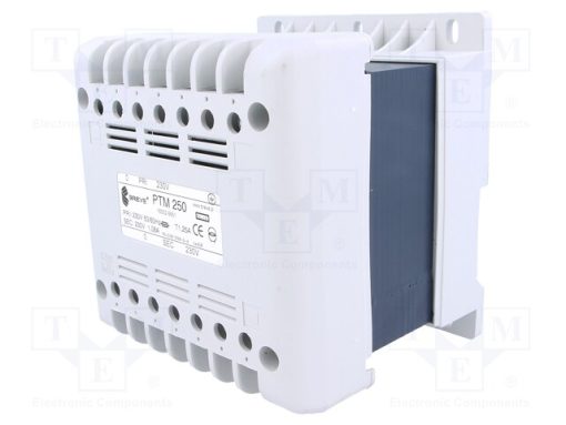 PTM250/230/230V_Μετασχηματιστής: δικτύου; 250VA; 230VAC; 230V; για ράγα DIN; IP21