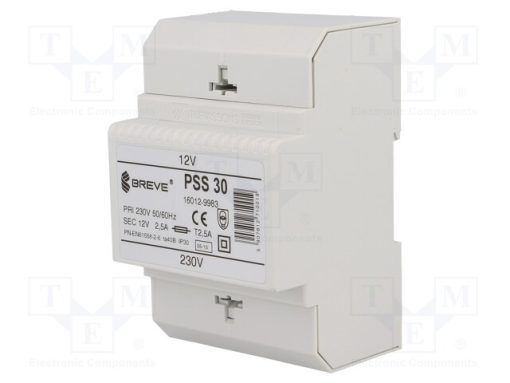 PSS30/230/12V_Μετασχηματιστής: δικτύου; 30VA; 230VAC; 12V; για ράγα DIN; IP30