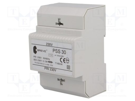 PSS30/230/230V_Μετασχηματιστής: δικτύου; 30VA; 230VAC; 230V; για ράγα DIN; IP30