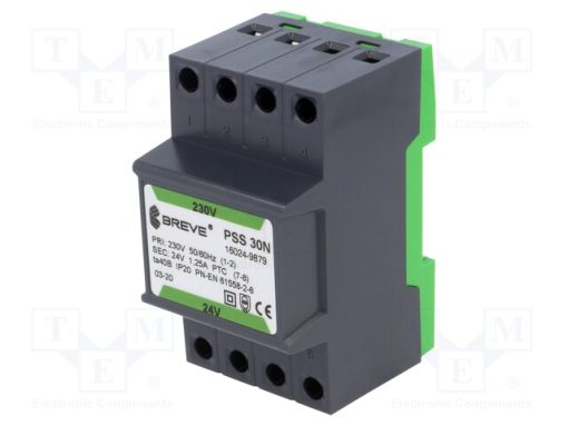 PSS30N/230/24V_Μετασχηματιστής: δικτύου; 30VA; 230VAC; 24V; για ράγα DIN; IP30