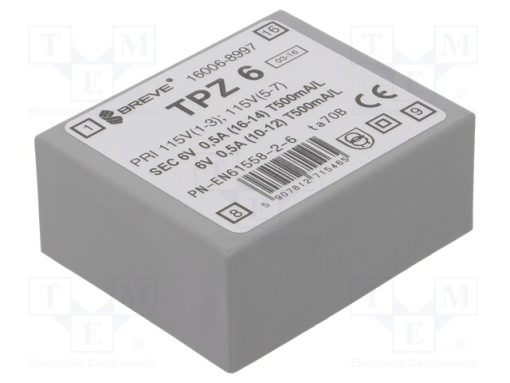 TPZ6/2*115/2*6V_Μετασχηματιστής: δικτύου; 6VA; 115VAC