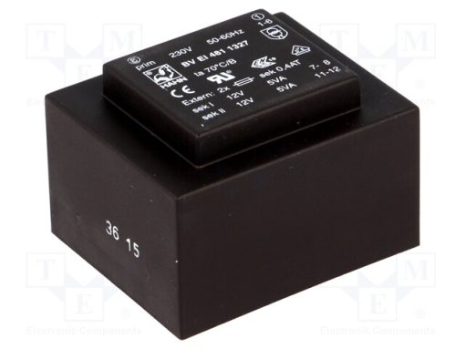 BV EI 481 1327_Μετασχηματιστής: χυτός; 10VA; 230VAC; 12V; 12V; 417mA; 417mA; PCB