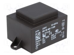 BV EI 481 1120_Μετασχηματιστής: χυτός; 10VA; 230VAC; 15V; 15V; 333mA; 333mA; PCB