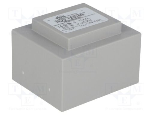 TSZZ12/015M_Μετασχηματιστής: χυτός; 12VA; 230VAC; 24V; 500mA; PCB; IP00; A: 52mm