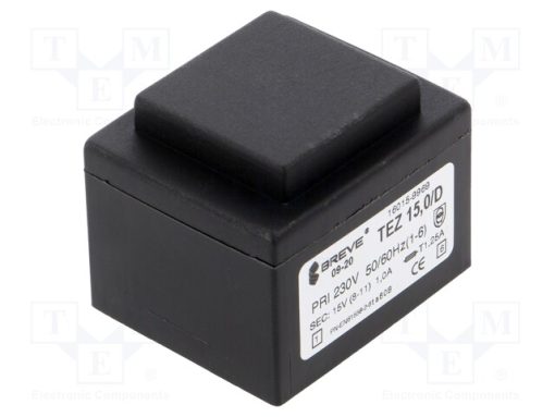 TEZ15.0/D230/15V_Μετασχηματιστής: χυτός; 15VA; 230VAC; 15V; 1A; PCB; IP00; A: 44mm