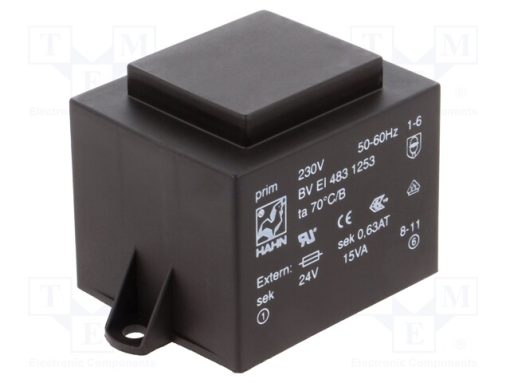 BV EI 483 1253_Μετασχηματιστής: χυτός; 15VA; 230VAC; 24V; 625mA; PCB; BVEI