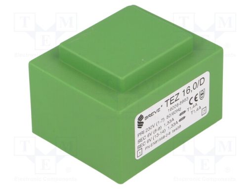 TEZ16/D230/6-6V_Μετασχηματιστής: χυτός; 16VA; 230VAC; 6V; 6V; 1333