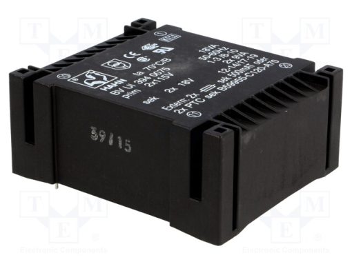 BV UI 394 0075_Μετασχηματιστής: χυτός; 18VA; 115VACx2; 18V; 18V; 500mA; 500mA; PCB