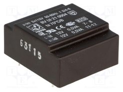 BV UI 21 0004_Μετασχηματιστής: χυτός; 1VA; 115VACx2; 12V; 12V; 41mA; 41mA; PCB