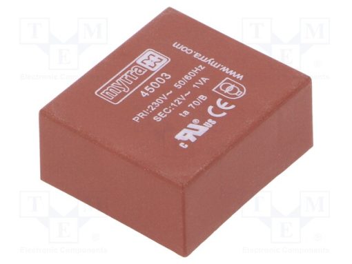 45003_Μετασχηματιστής: χυτός; 1VA; 230VAC; 12V; 83mA; PCB; 34x31x15mm