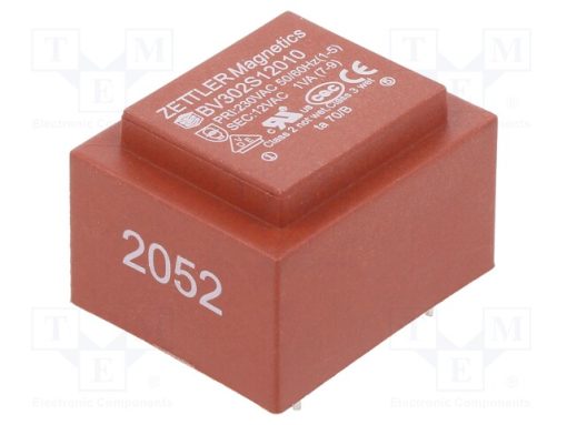 BV302S12010_Μετασχηματιστής: χυτός; 1VA; 230VAC; 12V; 83mA; PCB