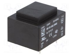 BV EI 302 2902_Μετασχηματιστής: χυτός; 1VA; 230VAC; 9V; 112mA; PCB; BVEI