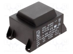 BV EI 601 1043_Μετασχηματιστής: χυτός; 20VA; 230VAC; 12V; 12V; 834mA; 834mA; PCB