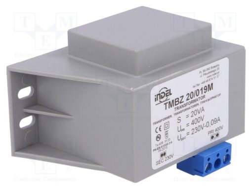 TMBZ 20/019M_Μετασχηματιστής: χυτός; 20VA; 400VAC; 230V; 0