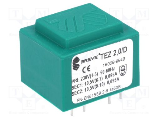 TEZ2/D230/10.5-10.5V_Μετασχηματιστής: χυτός; 2VA; 230VAC; 10