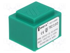 TEZ2/D230/15V_Μετασχηματιστής: χυτός; 2VA; 230VAC; 15V; 133