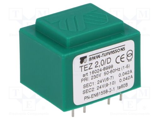 TEZ2/D230/24-24V_Μετασχηματιστής: χυτός; 2VA; 230VAC; 24V; 24V; 41