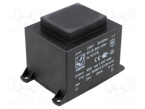 BV EI 604 1094_Μετασχηματιστής: χυτός; 35VA; 230VAC; 24V; 1458mA; PCB; BVEI