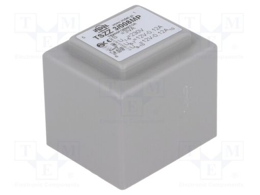 TSZZ3/008MP_Μετασχηματιστής: χυτός; 3VA; 230VAC; 12V; 12V; 120mA; 120mA; PCB