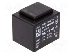 BV EI 305 2057_Μετασχηματιστής: χυτός; 3VA; 230VAC; 12V; 12V; 125mA; 125mA; PCB