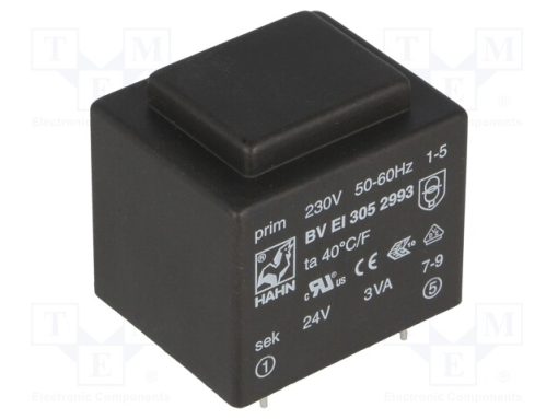 BV EI 305 2993_Μετασχηματιστής: χυτός; 3VA; 230VAC; 24V; 125mA; PCB; BVEI