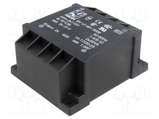 BV UI 481 0006_Μετασχηματιστής: χυτός; 40VA; 115VACx2; 21V; 21V; 952mA; 952mA; PCB