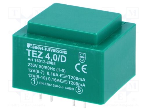 TEZ4/D230/12-12V_Μετασχηματιστής: χυτός; 4VA; 230VAC; 12V; 12V; 166