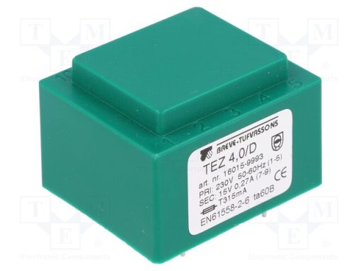 TEZ4/D230/15V_Μετασχηματιστής: χυτός; 4VA; 230VAC; 15V; 266