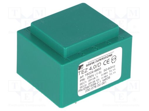 TEZ4/D230/22-22V_Μετασχηματιστής: χυτός; 4VA; 230VAC; 22V; 22V; PCB; IP00; A: 35mm