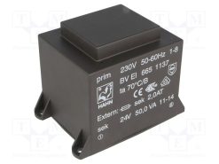 BV EI 665 1137_Μετασχηματιστής: χυτός; 50VA; 230VAC; 24V; 2083mA; PCB; BVEI