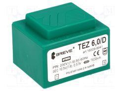 TEZ6/D230/10.5V_Μετασχηματιστής: χυτός; 6VA; 230VAC; 10